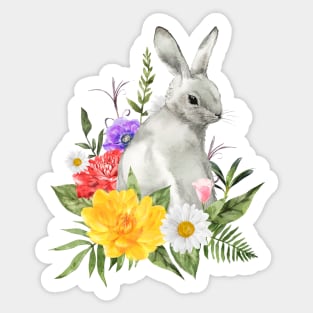 Cute bunny with flowers Sticker
